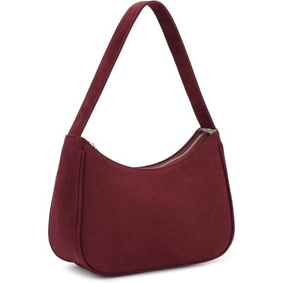 Women Suede Cherry Imported Polyester Leather Zipper Closure Cute Tote Handbag - Picture 3 of 7